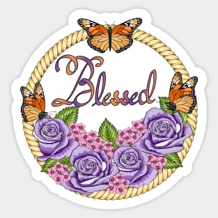 Blessed - Floral And Butterflies Sticker